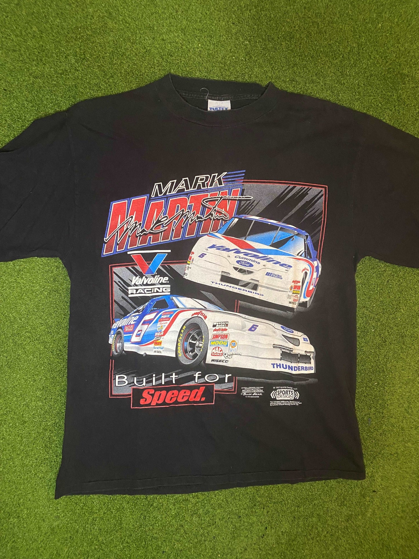 1997 Mark Martin - Valvoline - Double Sided - Vintage NASCAR Tee shirt (Large)