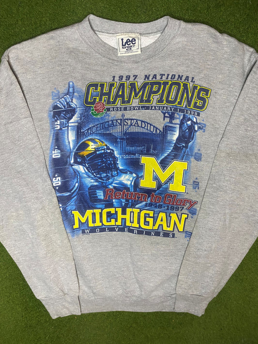 1997 Michigan Wolverines - National Champions - Vintage College Sweatshirt (XL) Gametime Vintage