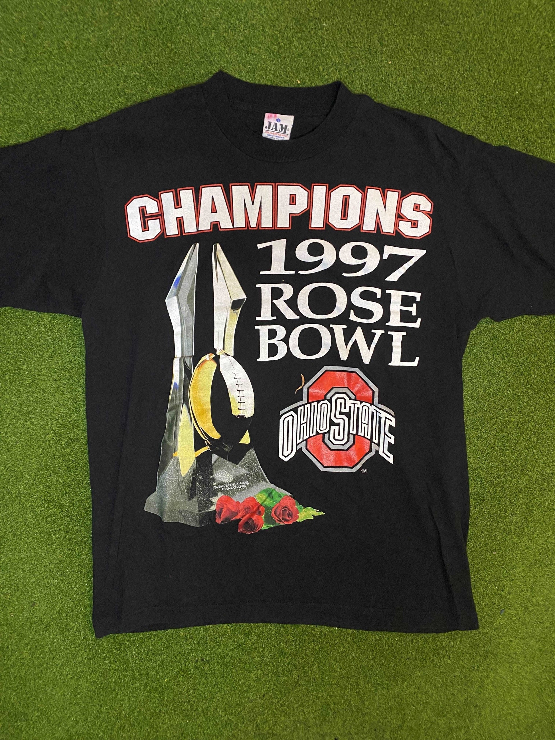 1997 Ohio State Buckeyes - Rose Bowl Champions - Vintage College Football Tee Shirt (Large)