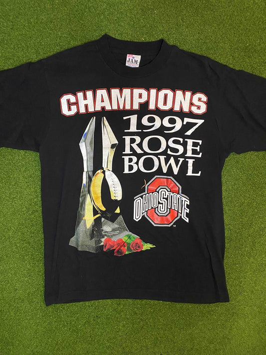 1997 Ohio State Buckeyes - Rose Bowl Champions - Vintage College Football Tee Shirt (Large) Gametime Vintage