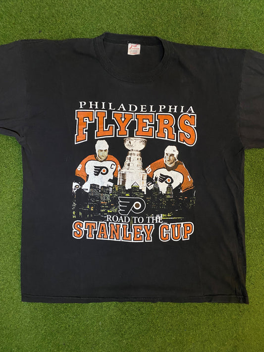 1997 Philadelphia Flyers - Road to the Stanley Cup - Vintage NHL Player T-Shirt (XL) Gametime Vintage