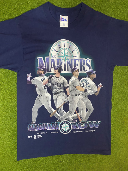 1997 Seattle Mariners - Ft. Ken Griffey Jr and Alex Rodriguez - Vintage MLB Player T-Shirt (Medium) 