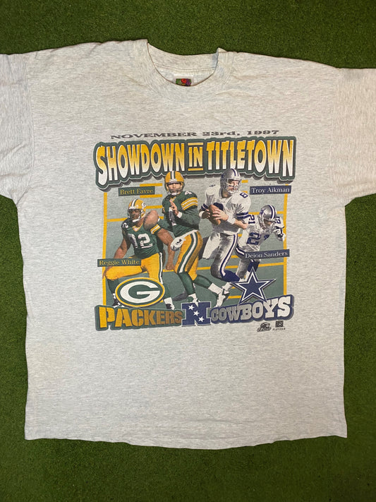 1997 Showdown in Title Town - Packers vs. Cowboys - Vintage NFL Player T-Shirt (XL) 