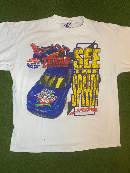 1997 Texas Motor Speedway - See the Speed - Double Sided - Vintage NASCAR T-Shirt (XL)