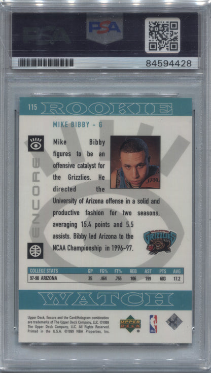 1998-99 Upper Deck Encore Mike Bibby Rookie #115 Signed PSA/DNA Auto 10
