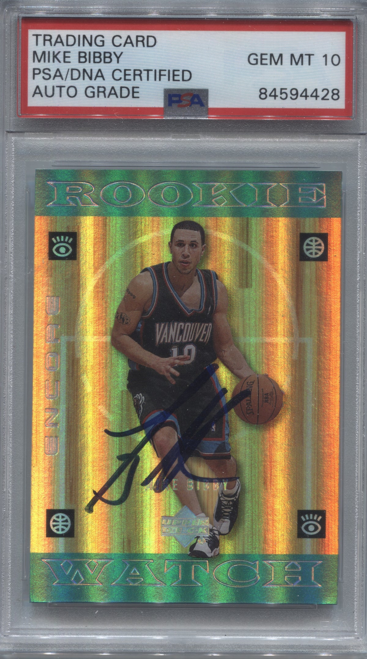 1998-99 Upper Deck Encore Mike Bibby Rookie #115 Signed PSA/DNA Auto 10