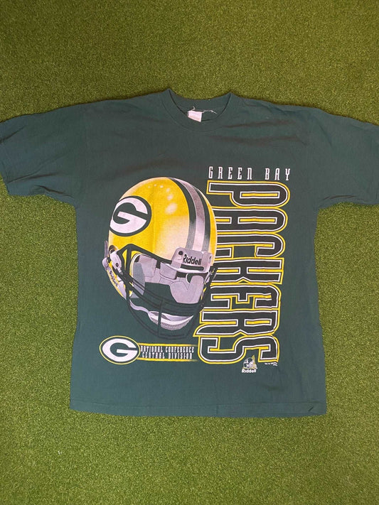 1998 Green Bay Packers - Big Logo - Vintage NFL Tee Shirt (Medium) - GAMETIME VINTAGE