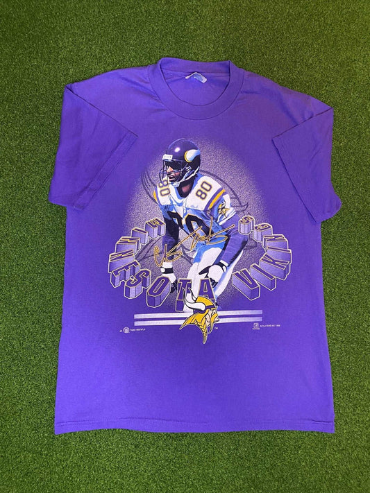 1998 Minnesota Vikings - Chris Carter - Vintage NFL Player Tee Shirt (Medium) - GAMETIME VINTAGE