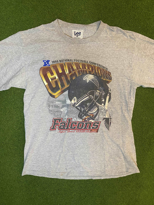 1998 Atlanta Falcons - NFC Champions - Vintage NFL Tee Shirt (Large) - Gametime Vintage
