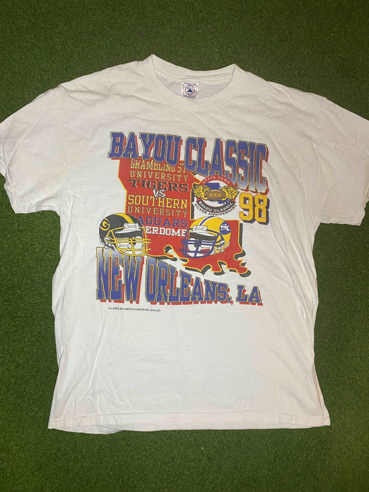 1998 Bayou Classic - Grambling St vs. Southern - Vintage HBCU Tee Shirt (Large)