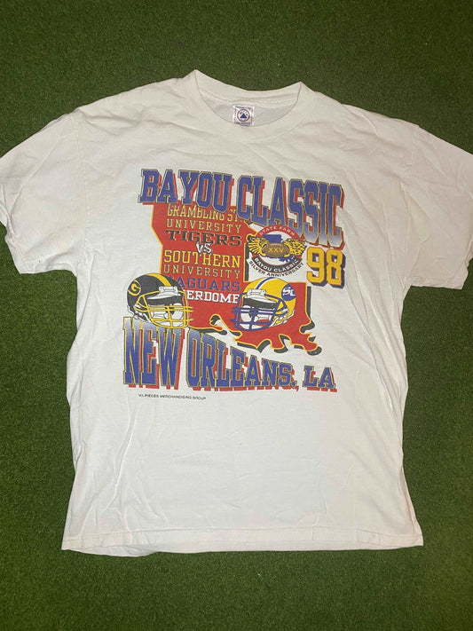 1998 Bayou Classic - Grambling St vs. Southern - Vintage HBCU Tee Shirt (Large) Gametime Vintage