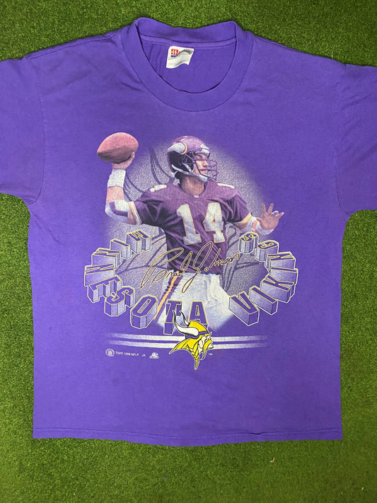 1998 Minnesota Vikings - Brad Johnson - Vintage NFL Player T-Shirt (Medium) Gametime Vintage