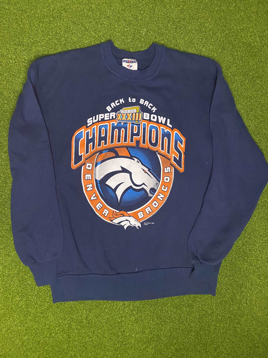 1998 Denver Broncos - Super Bowl XXXIII Champions - Vintage NFL Crewneck (Large)