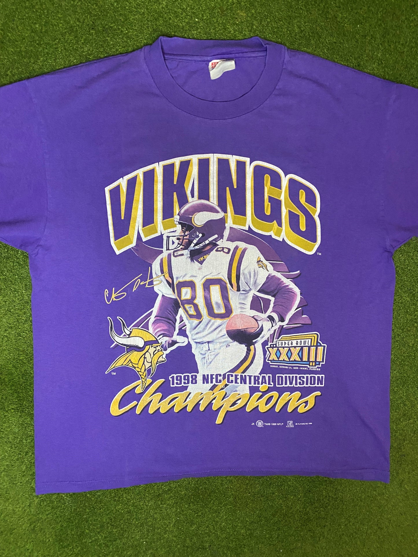 1998 Minnesota Vikings - Chris Carter - Vintage NFL Player T-Shirt (Large) Gametime Vintage