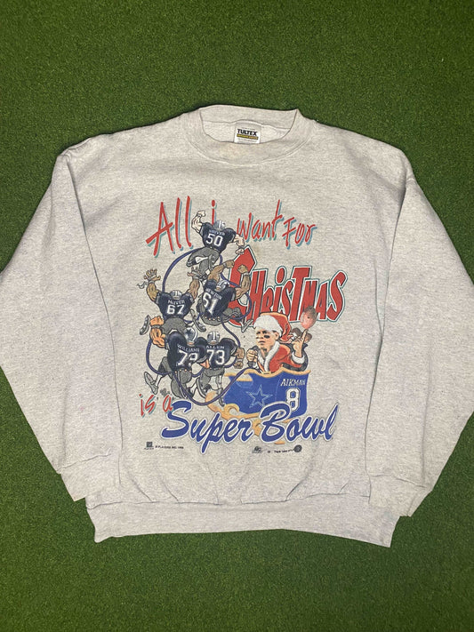 1998 Dallas Cowboys - All I want for Christmas is a Super Bowl - Vintage NFL Crewneck (Large)