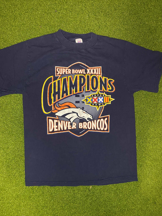 1998 Denver Broncos - Super Bowl XXII Champs - Vintage NFL Tee Shirt (Large) - Gametime Vintage