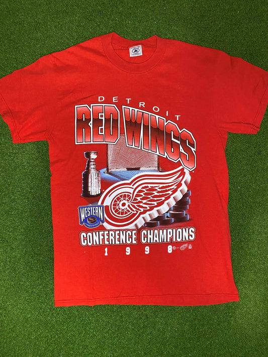 1998 Detroit Red Wings - Western Conference Champions - Vintage NHL Tee Shirt (Medium)