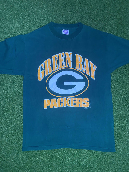 1998 Green Bay Packers - Brett Favre - Vintage NFL Player Tee Shirt Jersey (Medium)