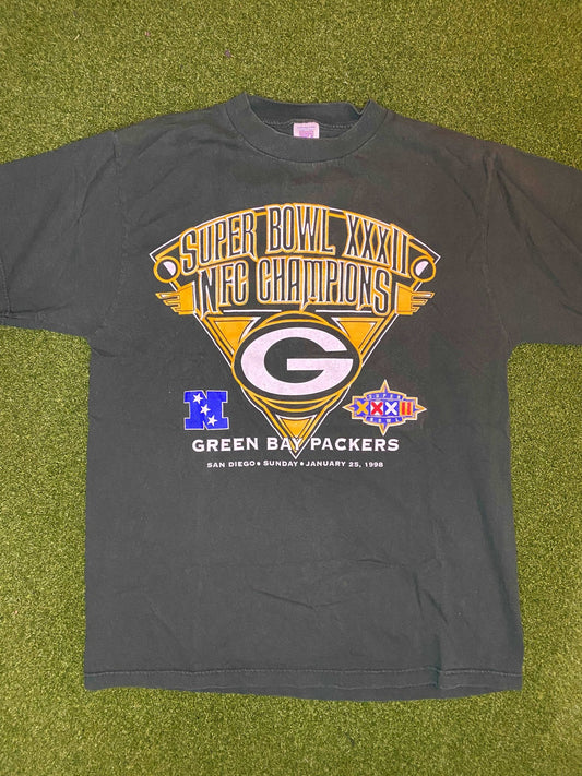 1998 Green Bay Packers - NFC Champs - Vintage NFL Tee Shirt (Large)