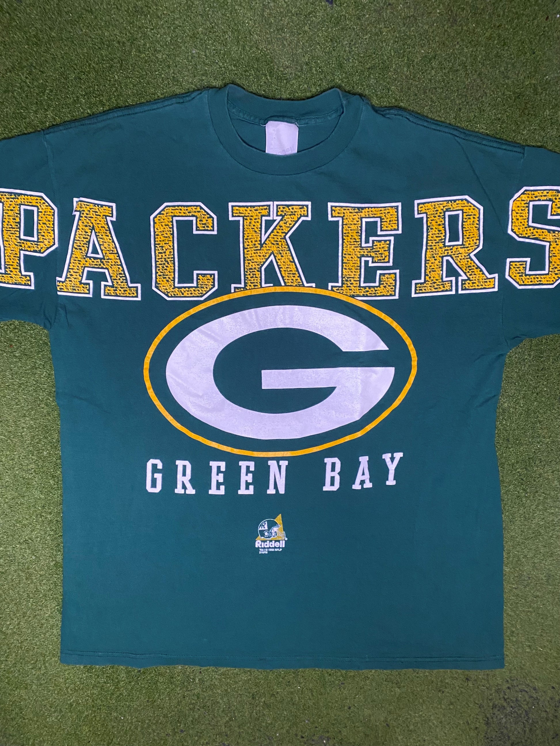 1998 Green Bay Packers - AOP - Vintage NFL T Shirt (Large) - Gametime Vintage