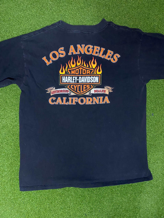 1998 Harley Davidson - Los Angeles California - Vintage Harley Davidson Tee Shirt (XL) Gametime Vintage