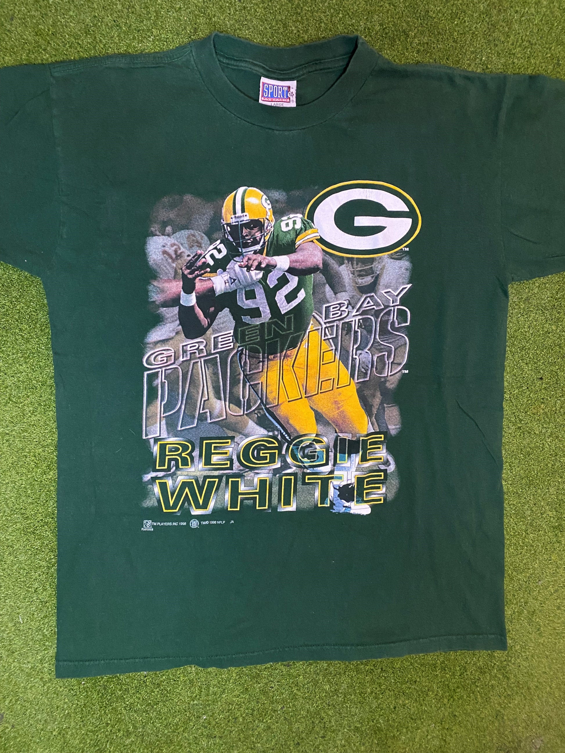 1998 Green Bay Packers - Reggie White - Vintage NFL Player T-Shirt (Large)