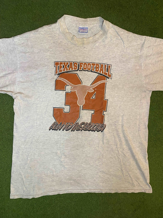 1998 Texas Longhorns - Ricky Williams Rushing Record - Vintage College Football T-Shirt (XL) Gametime Vintage