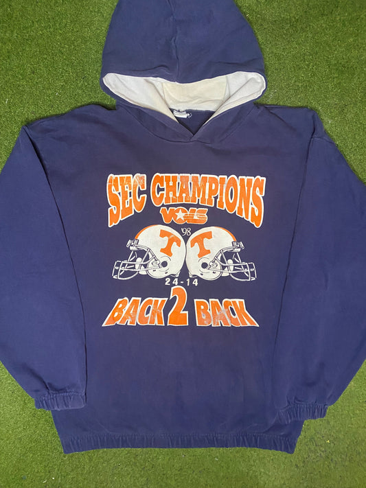 1998 Tennessee Volunteers - Back to Back SEC Champions - Vintage College Hoodie (Large)