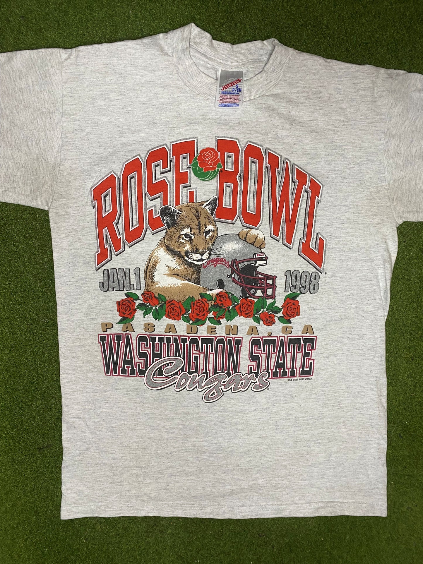 1998 Washington State Cougars - Rose Bowl - Vintage College T-Shirt (Small) 