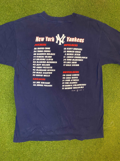 1998 New York Yankees - Double Sided - Vintage MLB T-Shirt (Large)