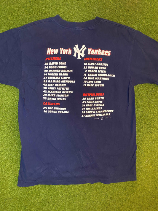 1998 New York Yankees - Double Sided - Vintage MLB T-Shirt (Large) - Gametime Vintage