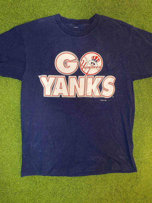 1998 New York Yankees - Double Sided - Vintage MLB T-Shirt (Large) - Gametime Vintage