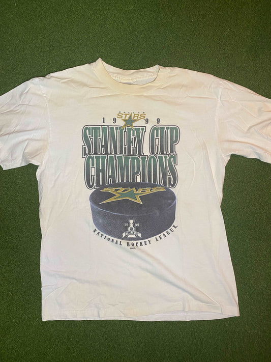 1999 Dallas Stars - Stanley Cup Champs - Vintage NHL Tee Shirt (Large) Gametime Vintage