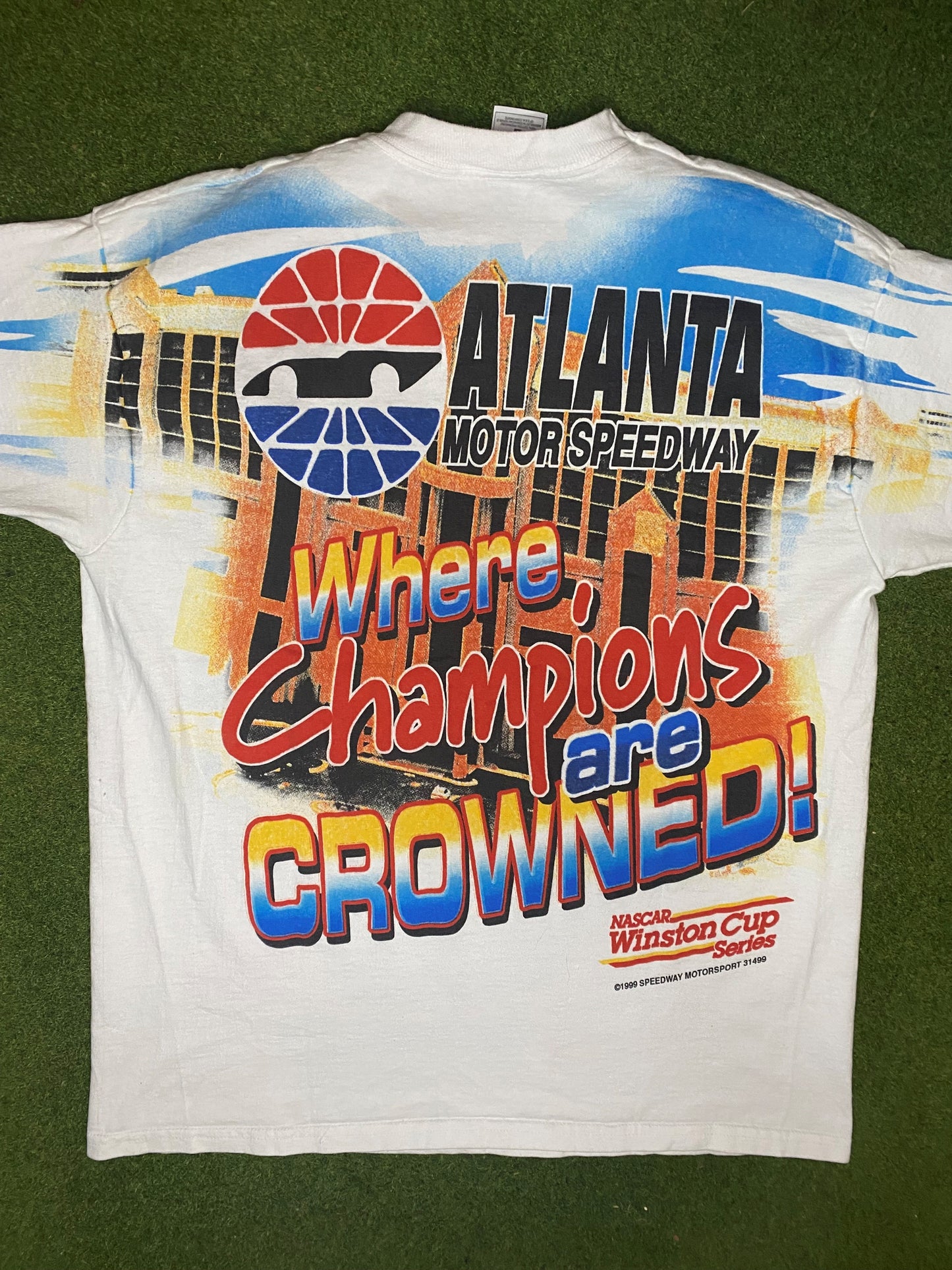 1999 Atlanta Motor Speedway - Double Sided - Vintage NASCAR T-Shirt (Large) 