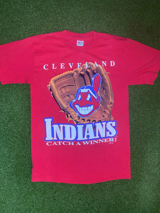 1999 Cleveland Indians - Big Logo - Vintage MLB Tee Shirt (Medium)