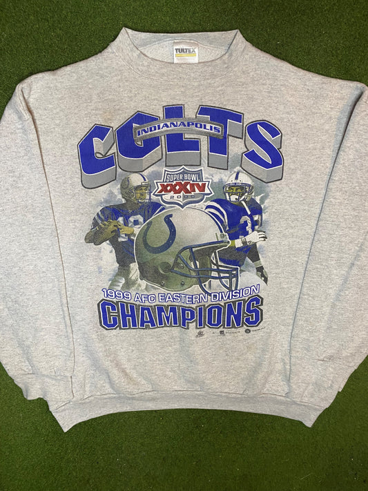 1999 Indianapolis Colts - Ft. Manning and James - Vintage NFL Player Sweatshirt (XL) Gametime Vintage