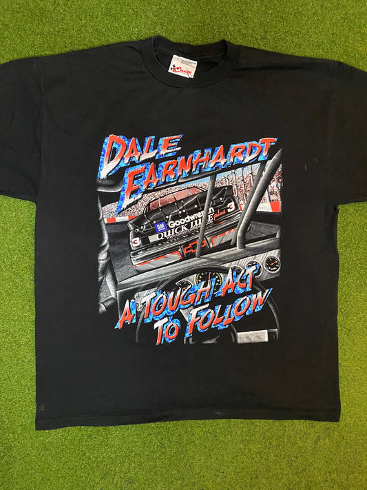 1999 Dale Earnhardt - A Tough Act To Follow - Double Sided - Vintage NASCAR T-Shirt (Large)