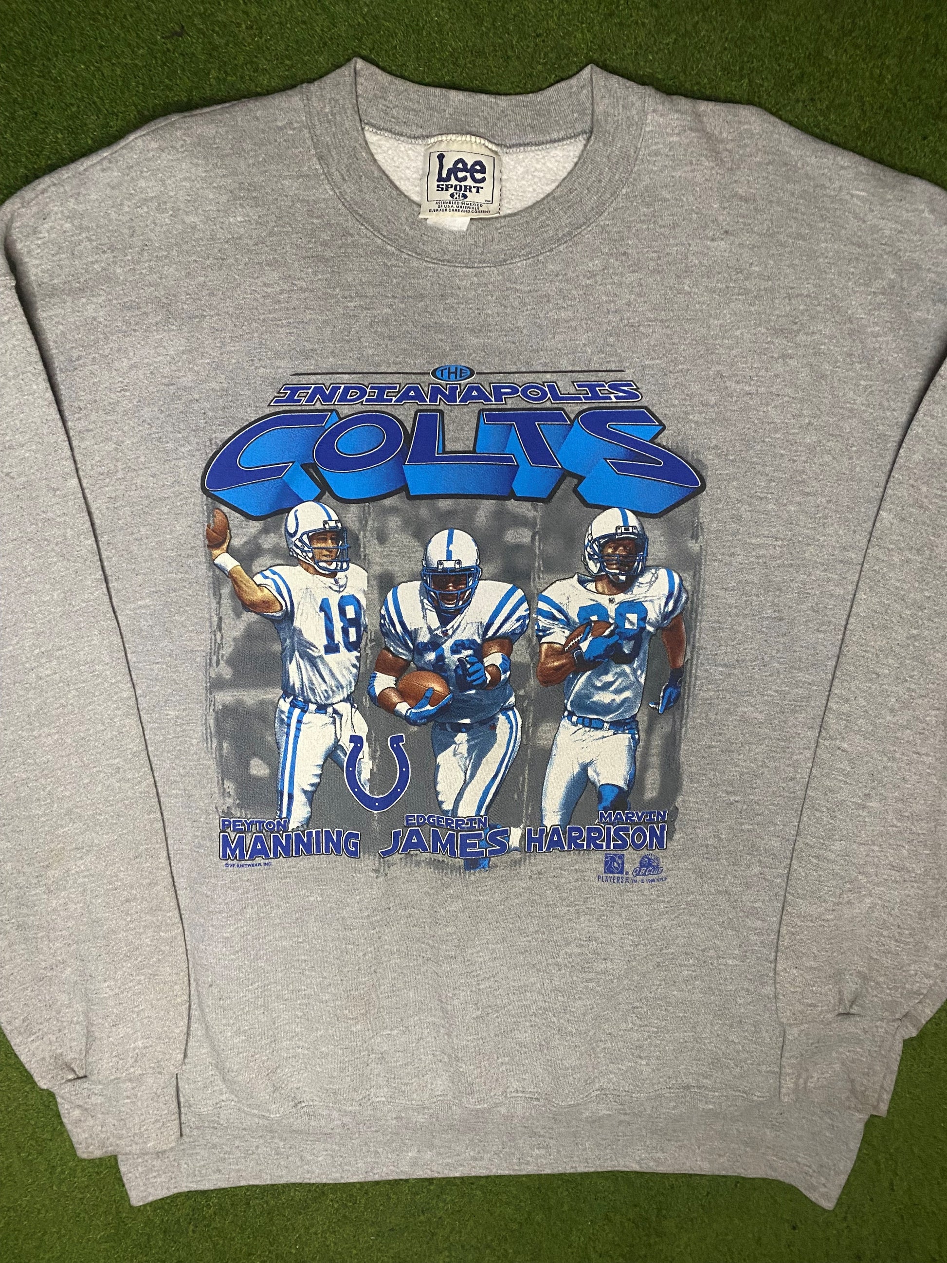1999 Indianapolis Colts - Manning, James, Harrison - Vintage NFL Sweatshirt (XL) - Gametime Vintage