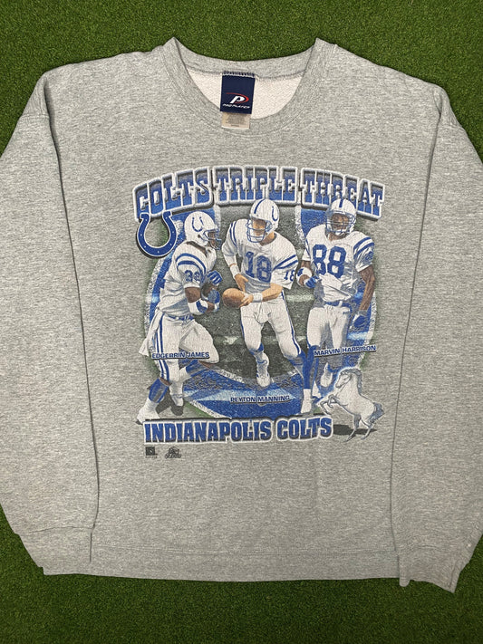 1999 Indianapolis Colts - Manning, James, Harrison - Vintage NFL Sweatshirt (XL)