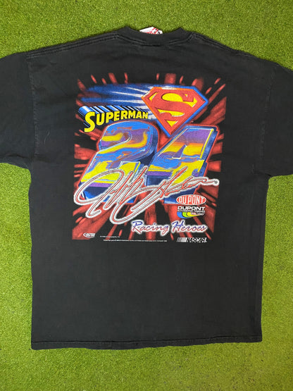 1999 Jeff Gordon - Super Man - Vintage NASCAR T-Shirt (Large) 