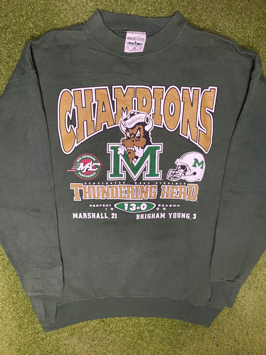 1999 Marshall Thundering Herd - Champions - Vintage College Sweatshirt (Medium) - Gametime Vintage