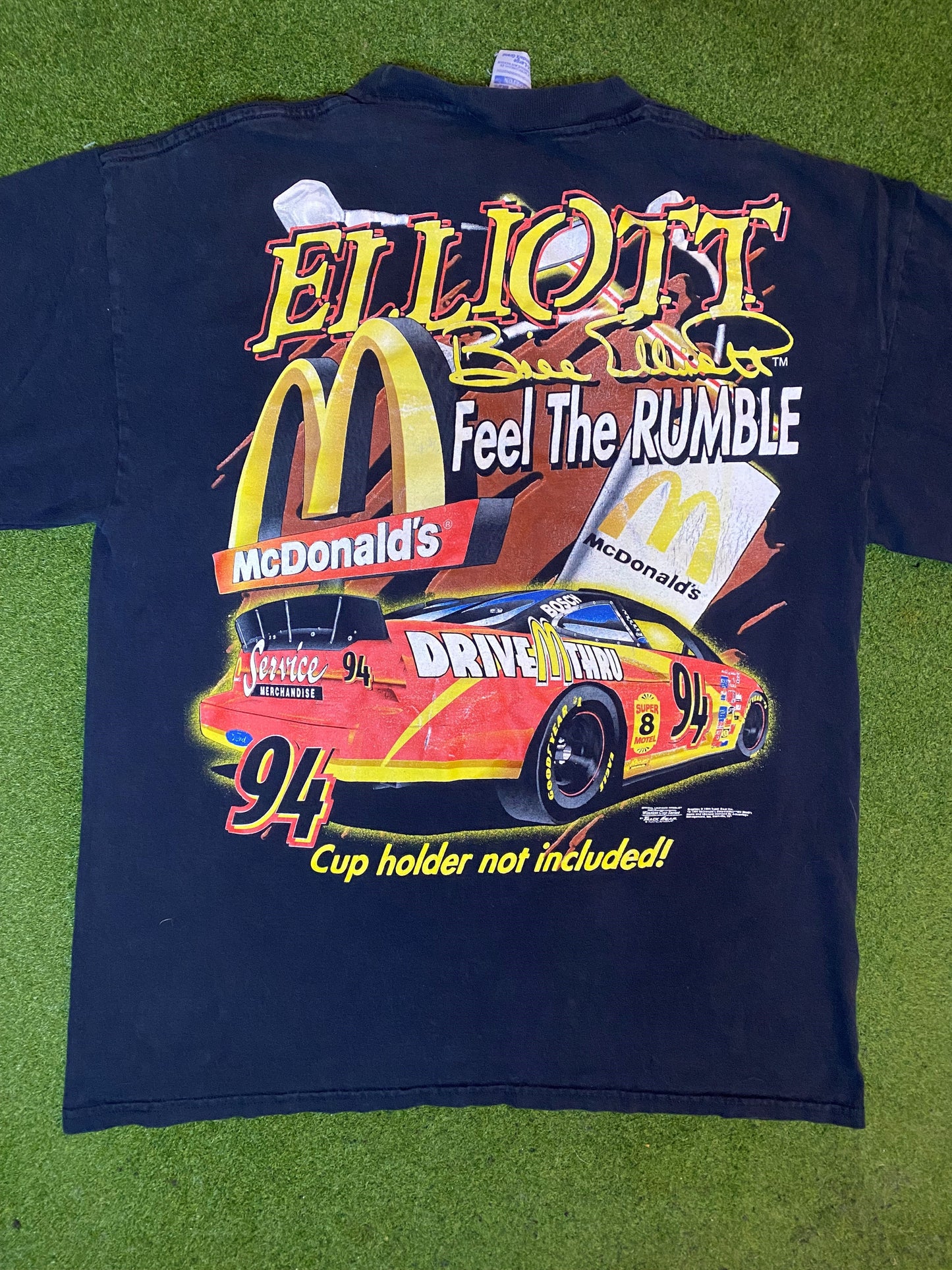 1999 Bill Elliott - McDonalds - Double Sided - Vintage NASCAR T-Shirt (XL)