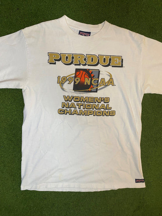 1999 Purdue Boilermakers - Womens National Champions - Vintage College Basketball T-Shirt (Large)