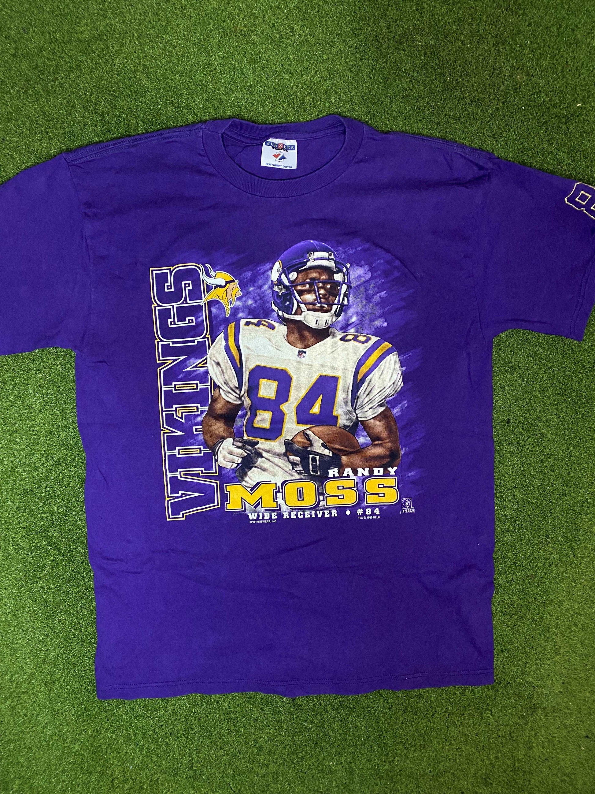 1999 Minnesota Vikings - Randy Moss - Vintage NFL Player T-Shirt (Medium)