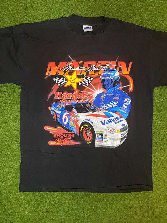 1999 Roush Racing - Mark Martin and Jeff Burton - Double Sided - Vintage NASCAR T-Shirt (XL)