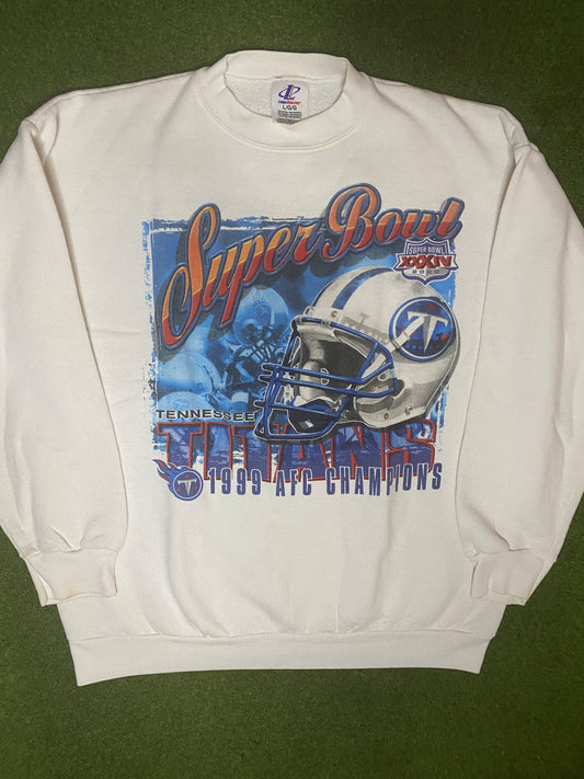 1999 Tennessee Titans - Super Bowl XXXIV - Vintage NFL Sweatshirt (Large) Gametime Vintage