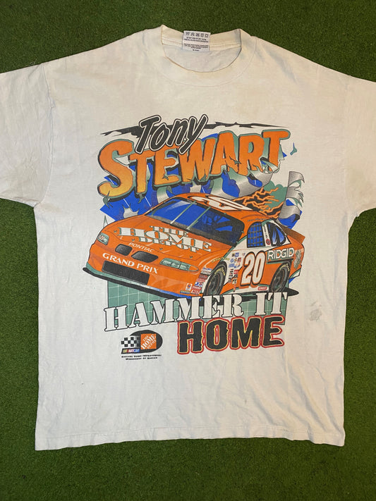 1999 Tony Stewart - Home Depot - Double Sided - Vintage NASCAR T-Shirt (Large)