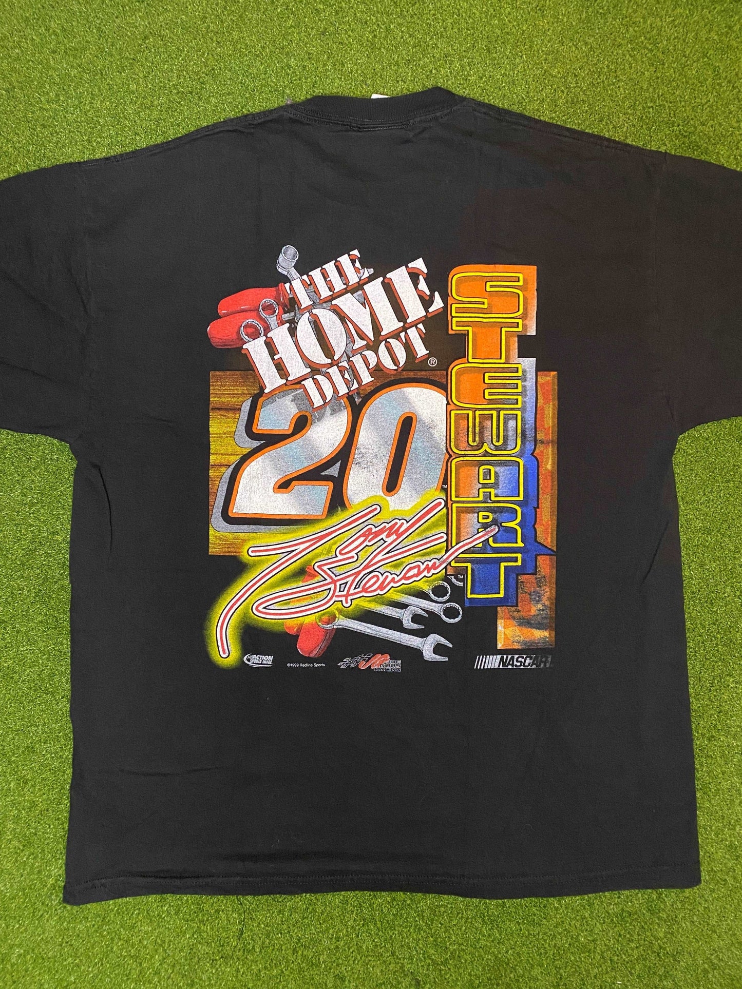 1999 Tony Stewart - Double Sided - Home Depot - Vintage NASCAR Tee Shirt (Large)
