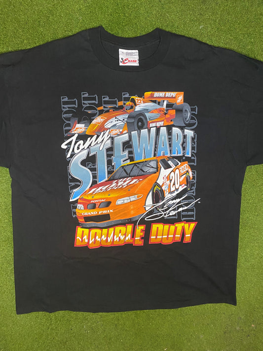 1999 Tony Stewart - Double Duty - Vintage NASCAR T-Shirt (XL) 