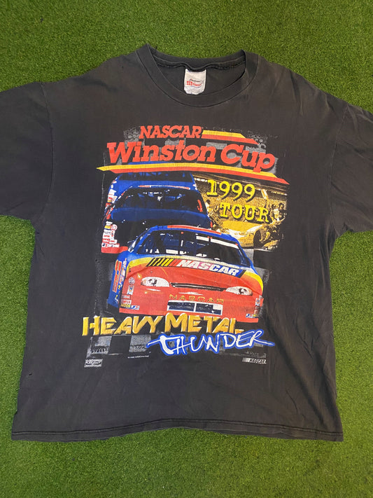 1999 Winston Cup - Heavy Metal Thunder - Double Sided - Vintage NASCAR T-Shirt (XL)